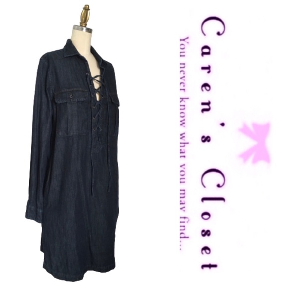 Ralph Lauren Denim Supply Dark Denim Laced Dress - Picture 4 of 9